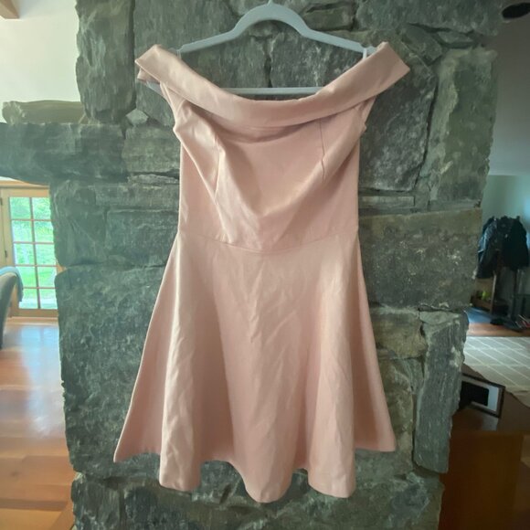 LULUS FIT AND FLARE OFF THE SHOULDER MINIDRESS IN BLUSH/DUSTY ROSE PINK SZ MED - Picture 2 of 5